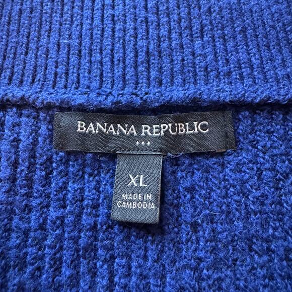 EUC Banana Republic XL Blue Ribbed V-Neck Sweater Tunic Pullover Coastal Grandma - Picture 7 of 9